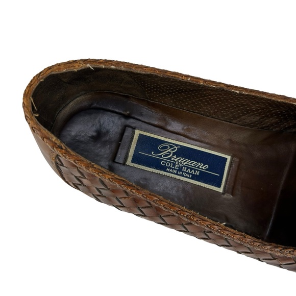 BRAGANO by COLE HAAN Vintage Woven Leather Tassel Penny Loafers Made in ITALY - Picture 11 of 14